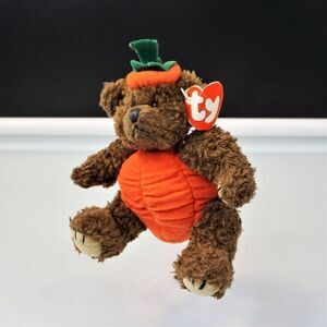 Ty Peter Halloween Pumpkin Bear Retired Attic Treasures Vintage 1993 Plush